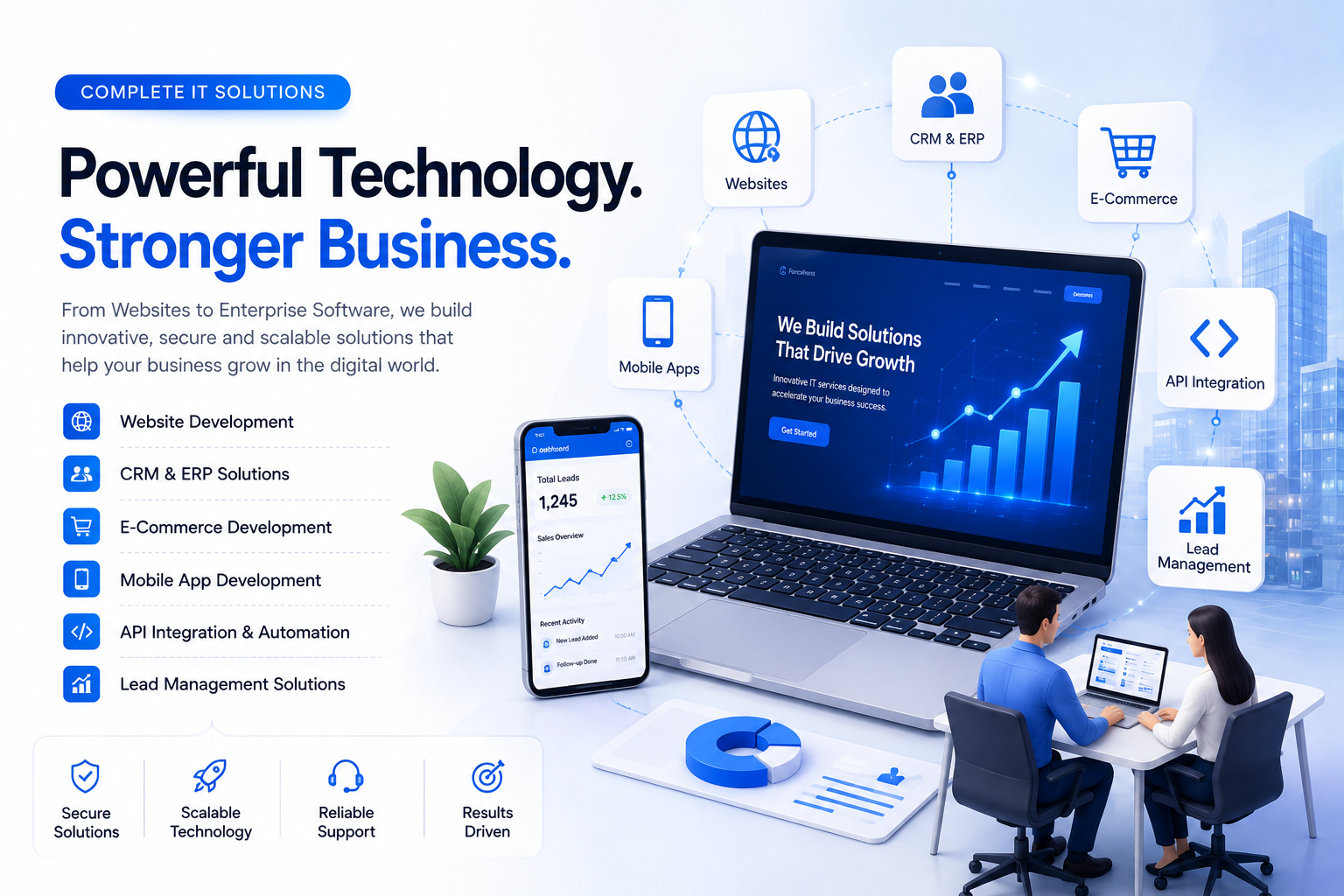 ForceNexa IT services including website, CRM, ERP, ecommerce, mobile app and custom software development